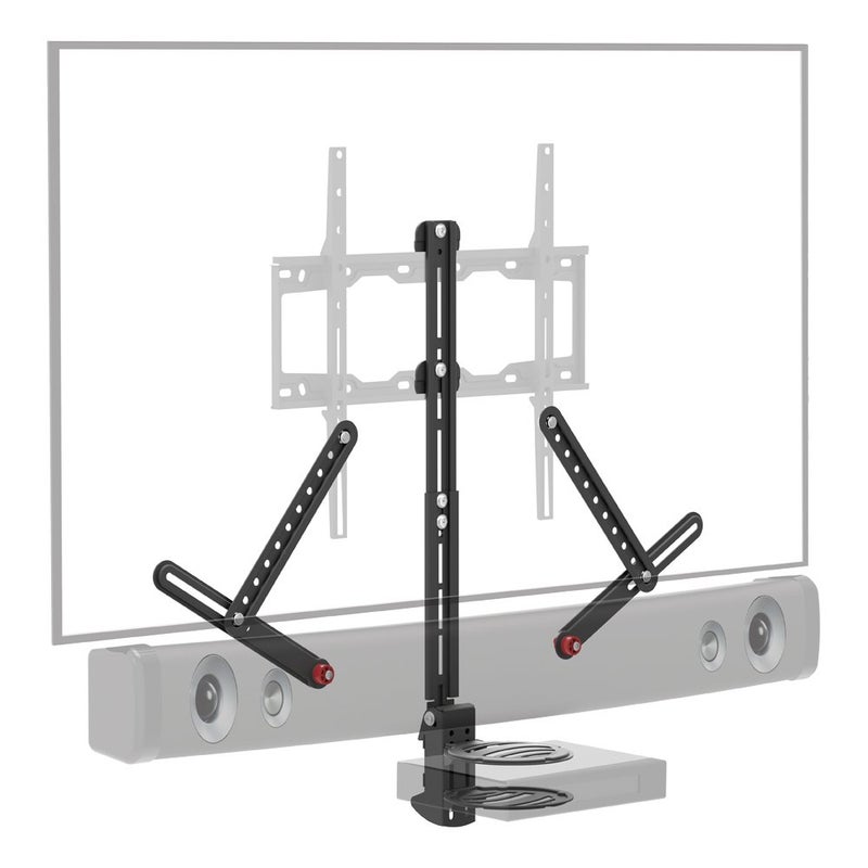 Barkan Universal Soundbar Mount & A/V Shelf, Adjustable Bracket for Mounting Above or Under The TV, Sizes 13-80 inch, Fits Most of Sound Bars Up to 14 lbs, Anti-Slip Clamp Black - Image 1